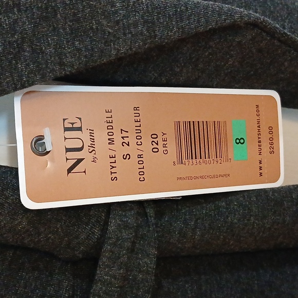NUE by Shani, Elegant Grey Long Sleeve Dress. With Embishment Waistline, Size 8 - Picture 11 of 14
